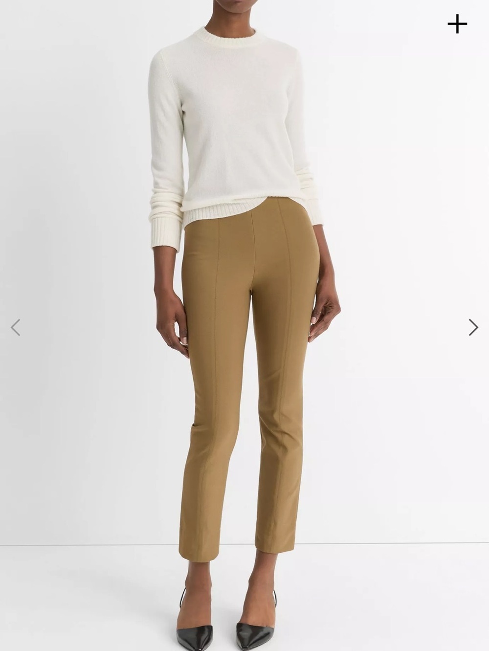 Vince Camel Italian Cotton-Blend Stitch Front Seam Leggings